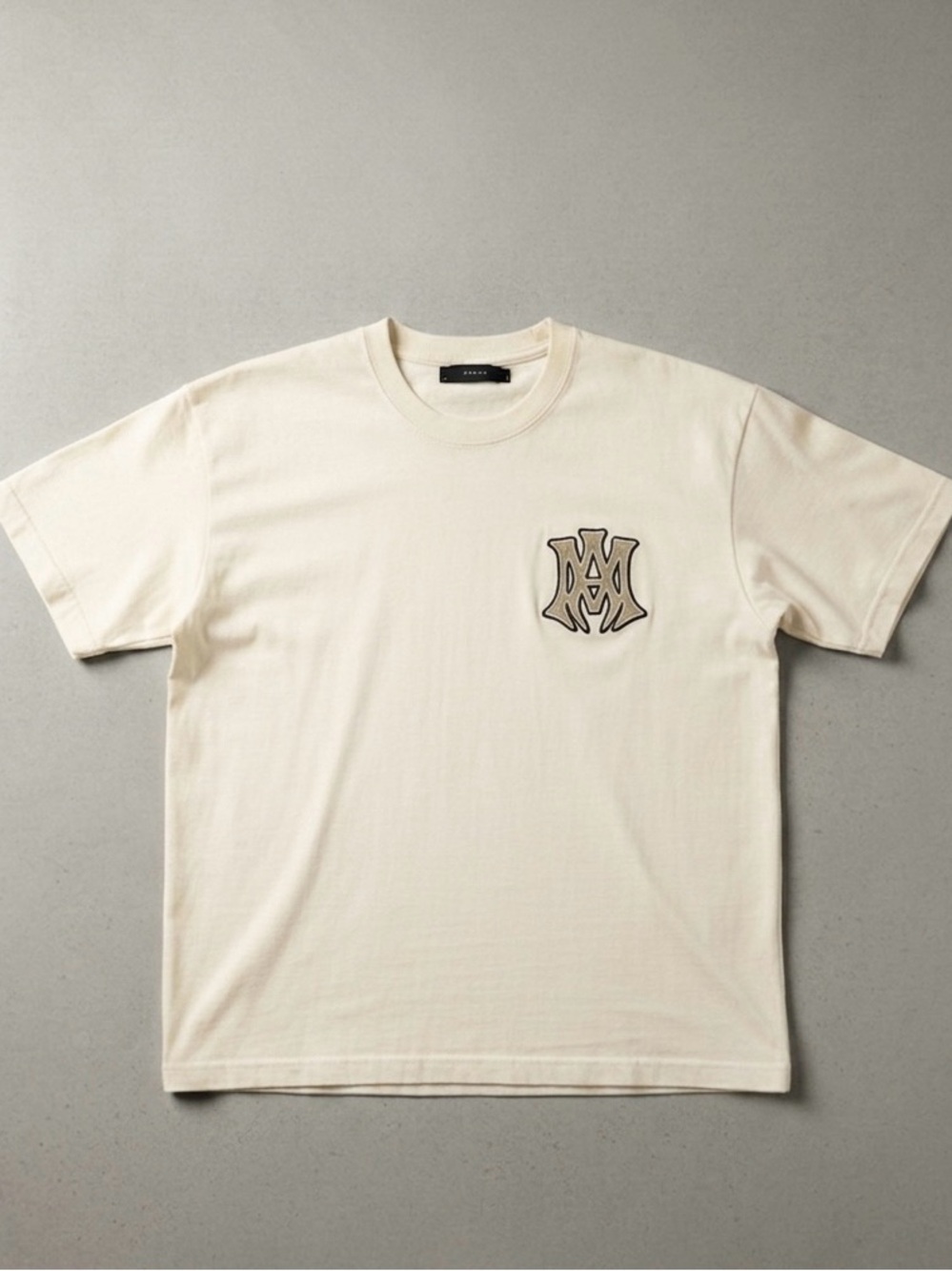 AMIRI Cream Hollywood Logo Short Sleeve Tee
